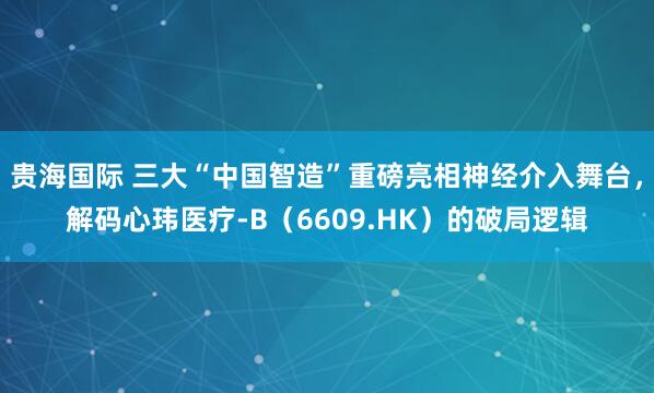 贵海国际 三大“中国智造”重磅亮相神经介入舞台，解码心玮医疗-B（6609.HK）的破局逻辑
