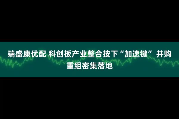 端盛康优配 科创板产业整合按下“加速键” 并购重组密集落地